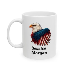 Personalized American Eagle Mug: Patriotic USA Flag Coffee Cup