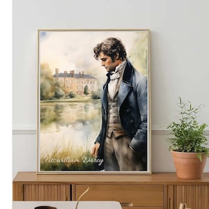 Pride and Prejudice Poster Mr Darcy Print Pride and Prejudice Art Jane Austen Art Light Academia Decor Wall Art Bookish Decor Literature