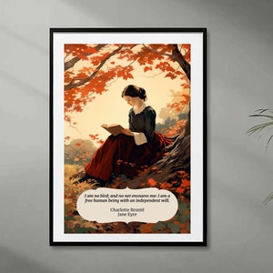 Jane Eyre Art Charlotte Bronte Poster Jane Eyre Print Light Academia Decor Dark Academia Wall Art Bookish Literature Decor Literary Gift