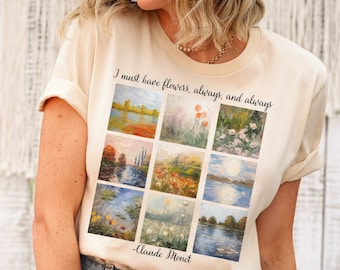 Chemise Claude Monet T-shirt imprimé Claude Monet T-shirt peinture Claude Monet Light Academia Célèbre peinture chemise impressionnisme impressionniste