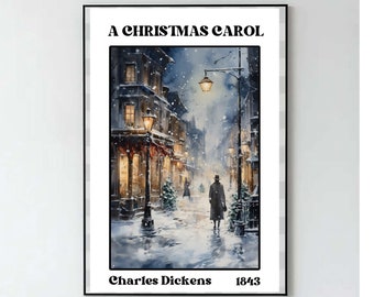A Christmas Carol print decor Charles Dickens art gift Scrooge poster light academia bookish decor literature art literary print Christmas