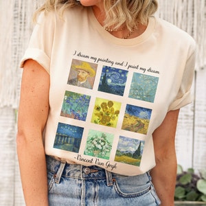 Vincent Van Gogh shirt starry night gift light academia shirt sunflowers almond blossom painting shirt Van Gogh gift artist shirt painter