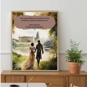 Pride and Prejudice Poster Art Pride and Prejudice Print Jane Austen Art Light Academia Decor Wall Art Bookish Decor Literature Poster Art