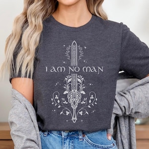 I Am No Man Shirt Bookish Fantasy Tee Ringer Book Fandom Merch Feminist Dark Academia Tshirt Booknerd Gift for Her Light Academia T Shirt