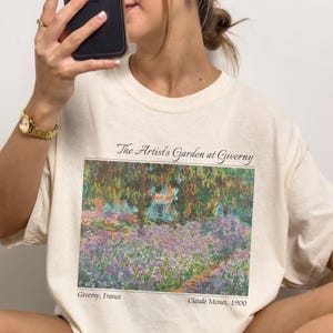 The Artist&#39;s Garden at Giverny Monet Comfort Colors® Shirt Famous Painting Tshirt Floral Art Lover T-shirt Cottagecore Tee Gift for Artist