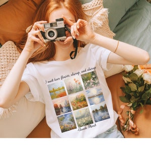 Claude Monet painting shirt Impressionism art light academia clothes French artsy floral tshirt flower artist gift