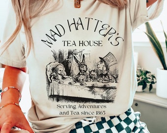 Chemise Les aventures d'Alice au pays des merveilles, cadeau Lewis Carroll, chemise Alice, chemise livre Queen of Hearts, chapelier, Cheshire