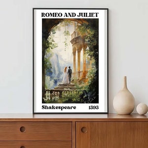 Romeo and Juliet poster Shakespeare art light academia print Shakespeare gift merch literature decor bookish poster literary art gift
