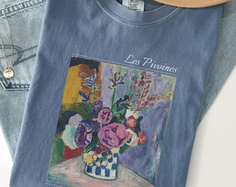 Chemise Comfort Colors® Henri Matisse T-shirt pivoines Les Pivoines T-shirt peinture célèbre T-shirt amateur d&#39;art floral Merch de l&#39;artiste français Cadeau artistique