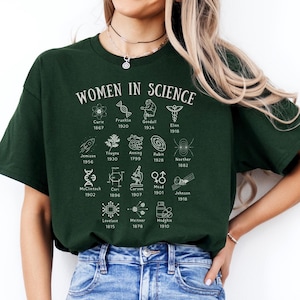 Women in Science Shirt Retro Feminist Tshirt Chemistry Physics Science Teacher Gift Women in STEM Scientist Tee Girly Feminism Gift for Her