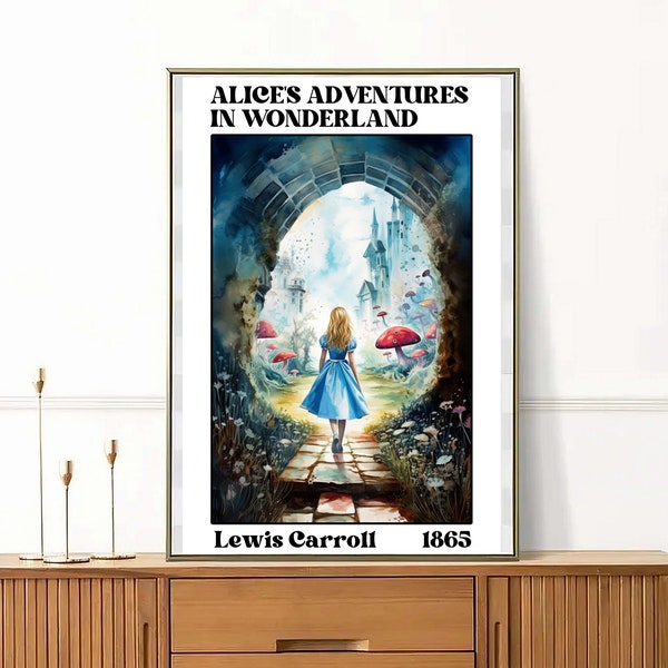 Alice in Wonderland decor print light academia poster Alice in Wonderland gift merch Mad Hatter Cheshire Cat Queen of Hearts Lewis Carroll