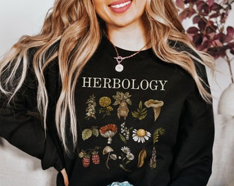 Chemise d'herbologie sweat-shirt cottagecore foncé pull sorcière verte chemise fairycore cadeau littéraire universitaire sombre chemise livresques littérature