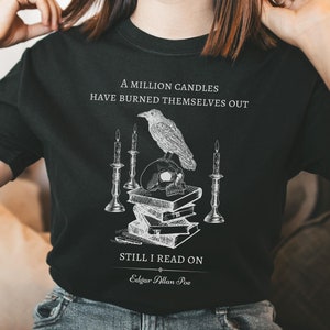 Edgar Allan Poe citatskjorta Dark Academia Raven T-shirt gotisk grunge poesi tee emo kråka läskig poet halloween gåva litterär bokälskare