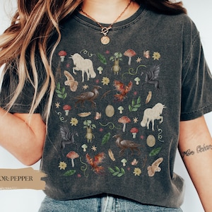 Magical Creatures Comfort Colors® Shirt Magic Wizard Fandom Merch Fantasy Booklover Tshirt Fairycore Book T-shirt Goblincore Bookworm Gift