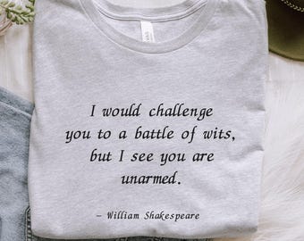 Shakespeare Zitat Shirt William Shakespeare Fandom Merch Bookish Inspirierende Zitate Tshirt Buchliebhaber Geschenk T-shirt Dichter Buch Tee