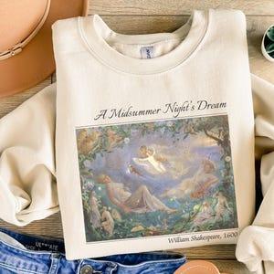 Ein Sommernachtstraum Sweatshirt Shakespeare Fandom Merch Vintage Fairycore Malerei Pullover Literatur Poesie Rundhals Buchliebhaber Geschenk