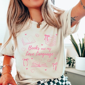 Bookish Doodle Comfort Colors® Shirt Booknerd Reading Tshirt Gift for Her Romance Bookish T-Shirt Coquette Clothing Girl Gift Tee Read Shirt
