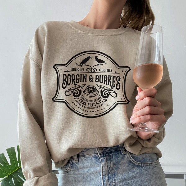 wizard reading book sweatshirt Borgin and Burkes gothic shirt dark academia fandom clothes birthday Christmas literary gift vintage sweater