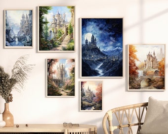 Gerichte Kunst Druck Set Bücherwurm Fandom Bibliophile Fairycore Fantasy Dekor Literatur Buch Kunstwerk Jahreszeiten Fee Fee Malerei