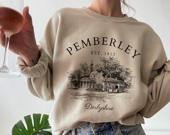 Pride and Prejudice sweatshirt Jane Austen cadeau Pemberley lichte academische shirt literatuur literaire boek shirt leesgrage bibliofiel