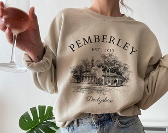 Pride and Prejudice Sweatshirt Jane Austen Geschenk Pemberley Light Academia Shirt Literatur Literatur Buch Shirt Bücherwurm Lesen Bibliophile