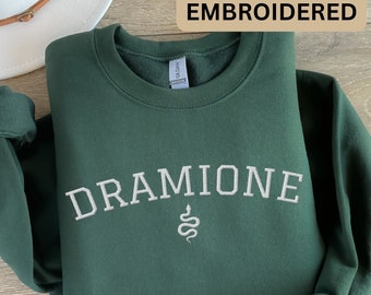 EMBROIDERED Dramione Sweatshirt, Fandom Merch, Draco Fanfiction Gift, Enemies to Lovers Sweater, Romantasy Fanfic Crewneck, Ao3 Fan Fic