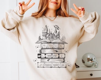 Suéter de lectura de libros, literatura, Halloween, fandom, sudadera, bibliotecario, profesor, herbología, camisa, regalo de cumpleaños de Navidad, academia oscura