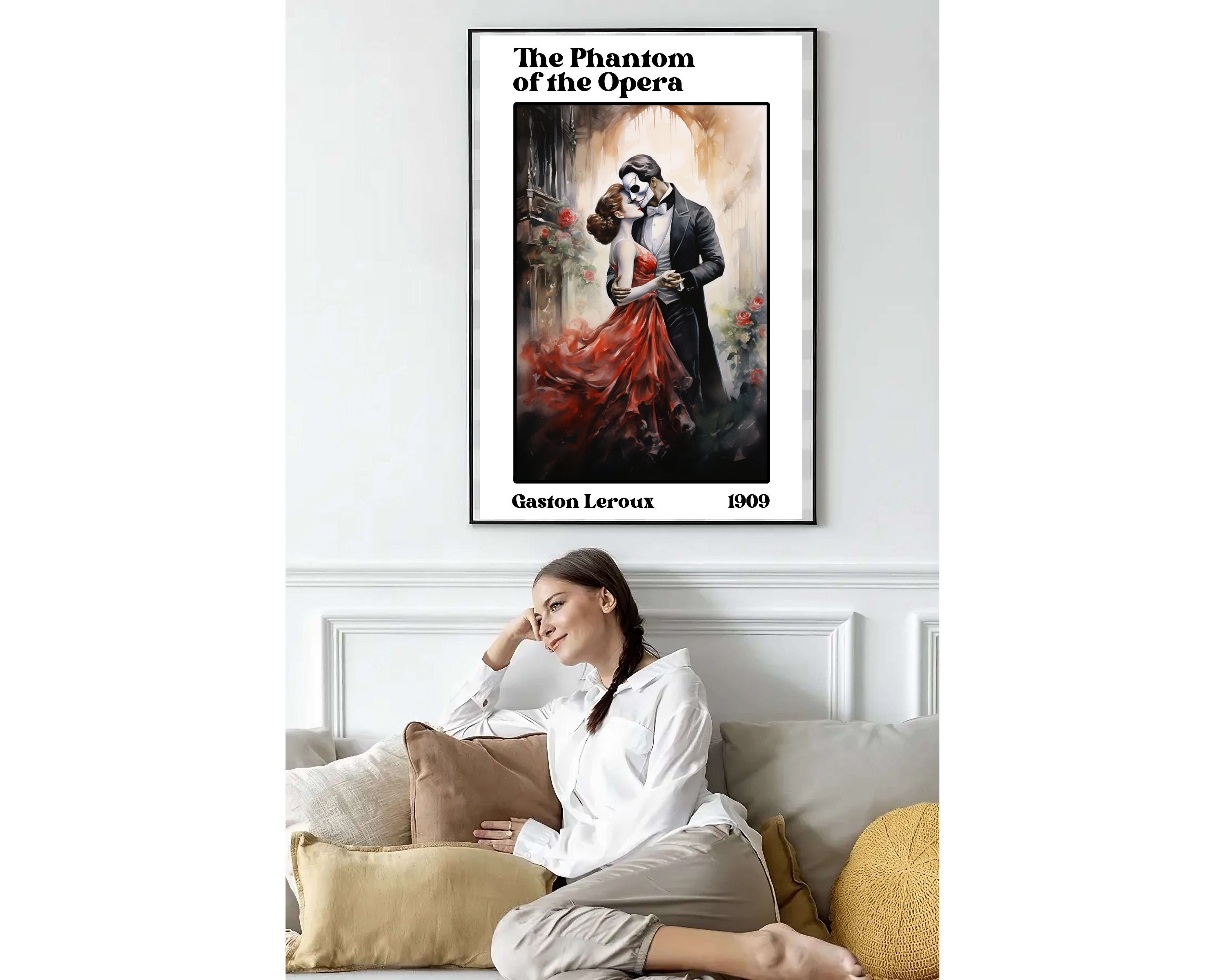 The Phantom of the Opera poster musical art print dark academia decor bookish print literary gift literature poster