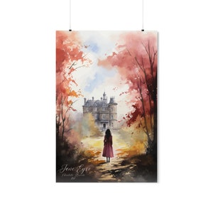 Póster artístico de Jane Eyre, impresión de Jane Eyre, arte de pared, decoración de Dark Academia, impresión, póster de literatura, decoración de pared, decoración literaria, ratón de biblioteca imagen 2
