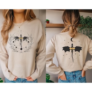 Dragon Sweatshirt Bookish Fandom Sweater Romantasy Book Merch Booktoker Gift for Her Back Design Fantasy Dragon Crewneck Smut Booktok
