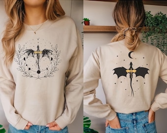 Dragon Sweatshirt Bookish Fandom Sweater Romantasy Book Merch Booktoker Gift for Her Back Design Fantasy Dragon Crewneck Smut Booktok