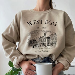 great gatsby west egg sweatshirt, literary location, bookworm sweater, gift for her, light academia shirt reader, bookish gift, bibliophile