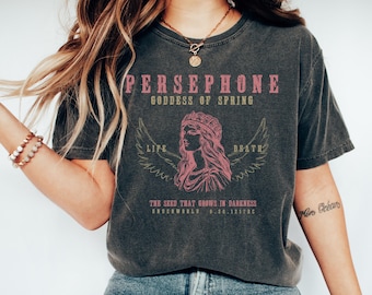Persephone Comfort Colors® Shirt, Distressed Band T-shirt, Greek Goddess World Tour Tee, Mythology Gothic T Shirt, Dark Academia Tshirt