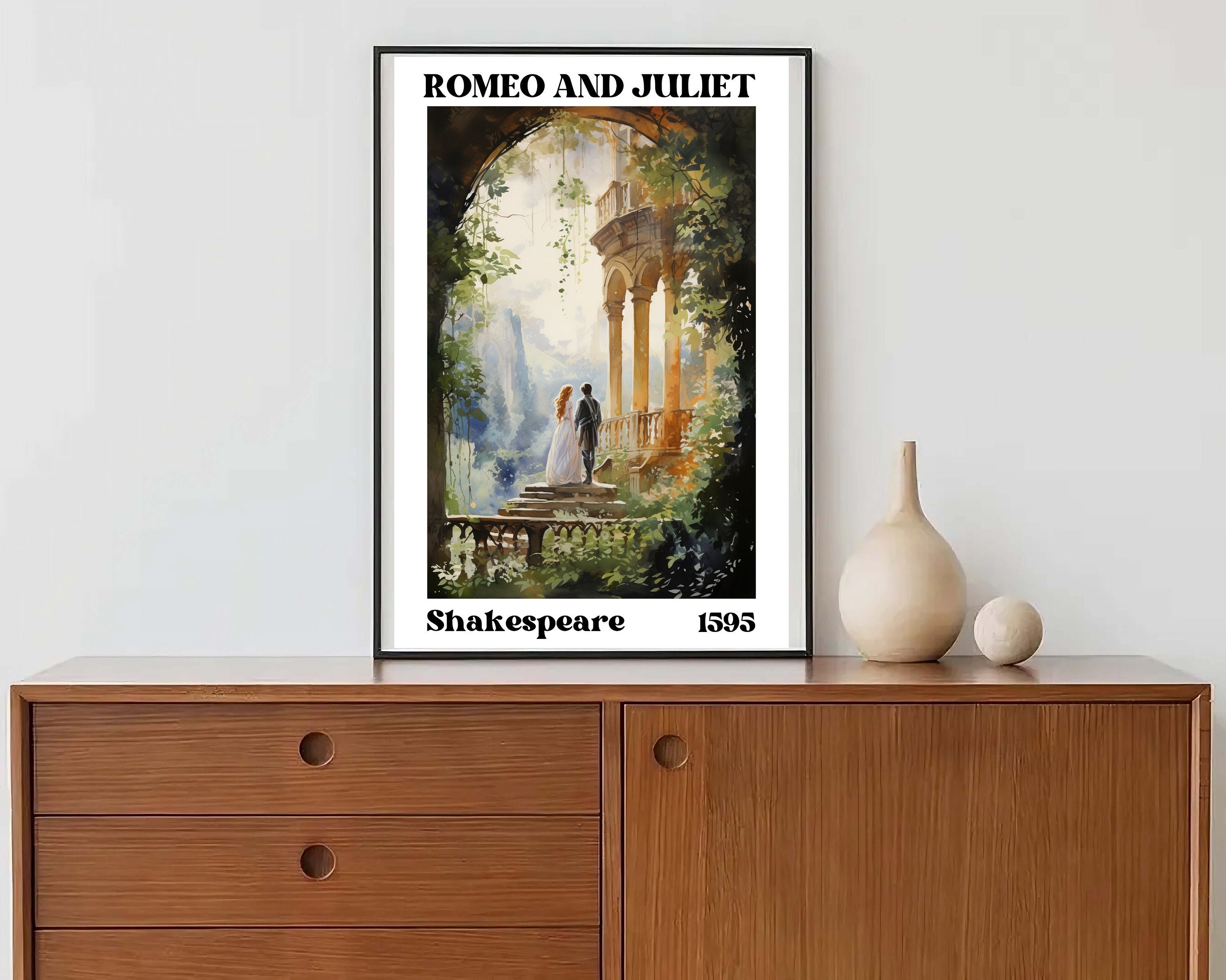Romeo and Juliet poster Shakespeare art light academia print Shakespeare gift merch literature decor bookish poster literary art gift