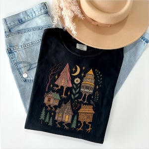 Baba Yaga Houses Comfort Colors® Tshirt Mythology Folklore T-shirt Witchcore Vintage Tee Slavic Folktale Merch Dark Cottagecore Shirt Gift