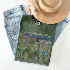 The Garden&#39;s Artist At Vétheuil Comfort Colors® Shirt Monet Famous Painting Tshirt Cottagecore Floral Art Lover T-shirt Flower Artsy Gift