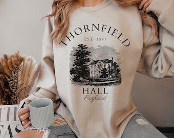 Jane Eyre-sweater Thornfield Hall-shirt Charlotte Bronte cadeau donkere academische wereld leesgrage shirt literaire literatuur bibliofiele lichte academische wereld