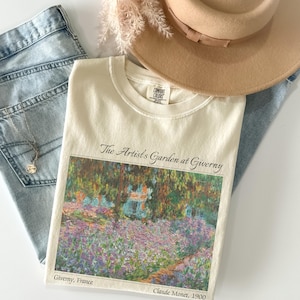 The Artist&#39;s Garden at Giverny Monet Comfort Colors® Shirt Famous Painting Tshirt Floral Art Lover T-shirt Cottagecore Tee Gift for Artist