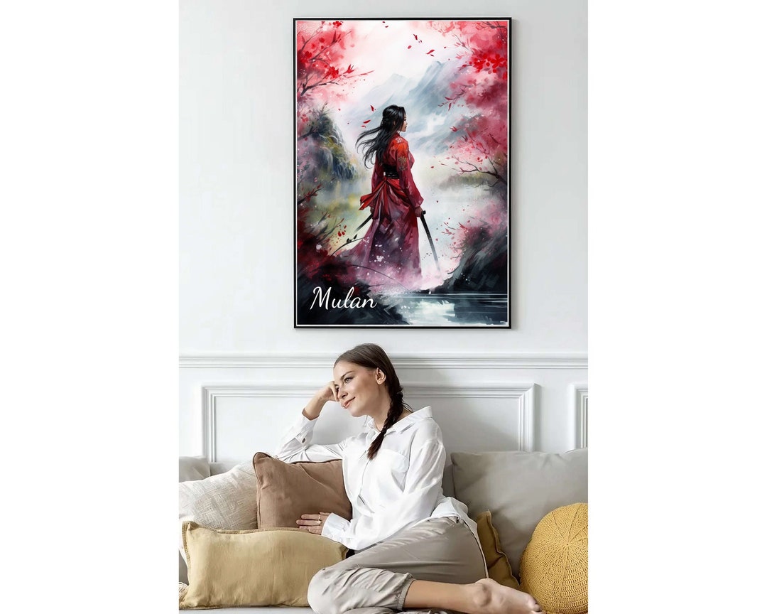 Mulan Watercolor Wall Art Chinese Poster Print Asian Decor Artwork ...