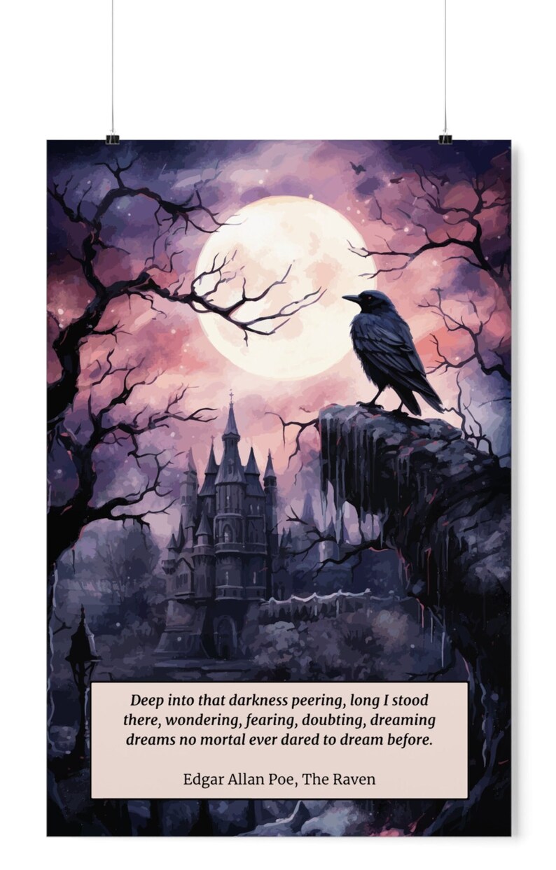 Edgar Allan Poe Decor the Raven Wall Art Dark Academia Decor Print ...