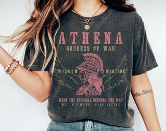 Athena Comfort Colors® Shirt, Warrior Goddess World Tour Tee, Dark Academia Tshirt, Distressed Band T-shirt, Greek Mythology Gothic T Shirt