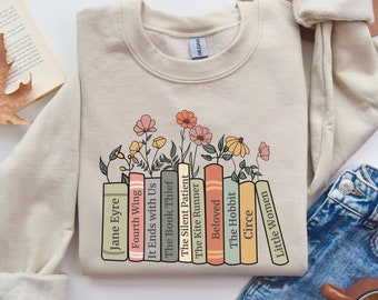 Personalized bookshelf sweater, custom book sweatshirt, birthday Christmas gift for her, book club shirt, reading fandom merch, librarian