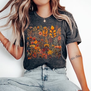 Camisa Cottagecore Granola Chica Boho Camisa de flores silvestres Camisa botánica Cottage Core Camisa Goblincore Camisa Fairycore Camisa floral Naturaleza imagen 1