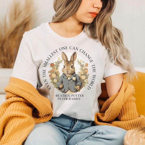 Peter Rabbit Shirt, Beatrix Potter Druck, Kaninchen T-Shirt, Light Academia Bibliophile T-Shirt, Literaturbuch Geschenk, Cottagecore Kleidung lesen