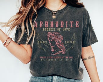 Aphrodite Comfort Colors® Shirt, Goddess World Tour T-shirt, Distressed Band Tee, Greek Mythology Gothic T Shirt, Dark Academia Tshirt