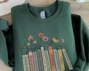 Personalized bookshelf sweater, custom book sweatshirt, birthday Christmas gift for her, book club shirt, reading fandom merch, librarian