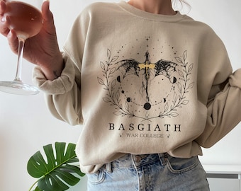 sudadera de lectura del dragón del cuarto ala, camisa de la universidad de guerra basgiath, regalo de cumpleaños de Navidad gótico para su literatura de suéter académico oscuro