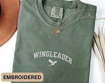 EMBROIDERED Wingleader Comfort Colors® Shirt Dragon Book Fandom Tshirt Booktok Romantasy T-shirt Merch Dark Academia Bookish Gift for Her
