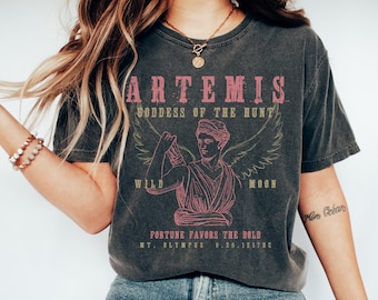 Artemis Comfort Colors® Shirt, Greek Mythology Gothic T Shirt, Distressed Band T-shirt, Goddess World Tour Tee, Dark Academia Tshirt