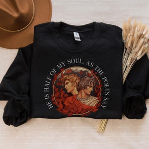Achilles Patroclus Sweatshirt Romantasy Quote Book Fandom Merch Greek Mythology Booktok Shirt Iliad Literary Bookish Gift for Her Booknerd image 2